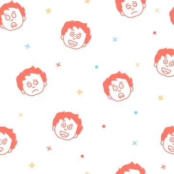 Pattern of an emotional red-headed boy. Ilustração Stock
