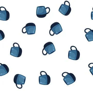 Pattern empty cup ceramic cartoon vector Stock Illustration