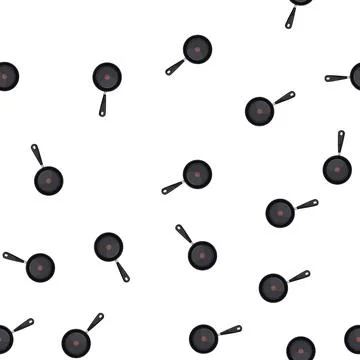 Pattern empty frying pan kitchen cartoon vector Stock Illustration