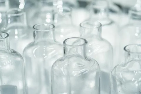 Pattern of empty glass bottom blur background Stock Photos