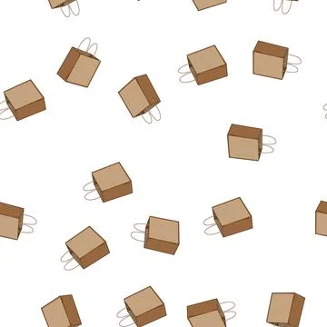Pattern empty paper lunch bag cartoon vector Stock Illustration
