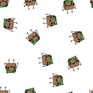 Pattern empty purse character cartoon vector Stock Illustration