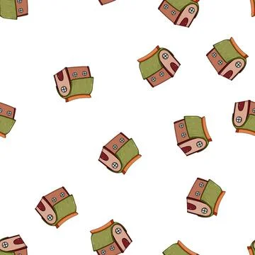 Pattern enchanted gnome house cartoon vector Stock Illustration