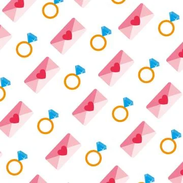 Pattern of engagement ring with envelope Stock Illustration