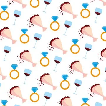 Pattern of engagement ring with envelope Illustrazione stock