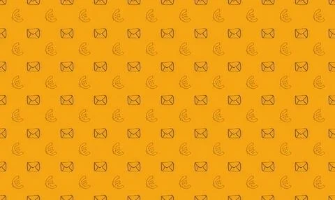 Pattern of envelopes and wi-fi symbols on yellow background Stock Illustration