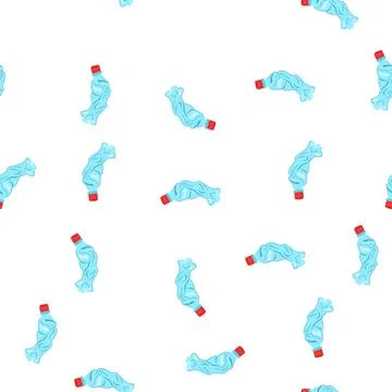 Pattern environment crumpled plastic bottle cartoon vector 스톡 일러스트