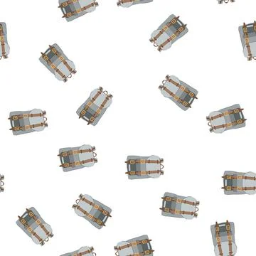 Pattern equipment backpack camp cartoon vector Stock Illustration