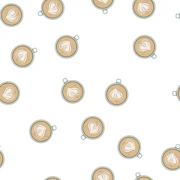 Pattern espresso latte art coffee cartoon vector Stock Illustration