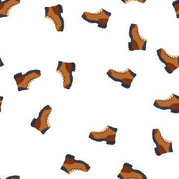 Pattern essentials hiking boots female cartoon vector Illustrazione stock