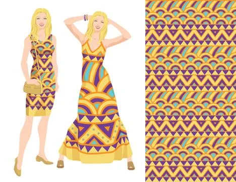 Pattern with ethnic ornament Stock Illustration