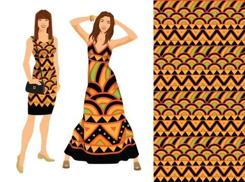 Pattern with ethnic ornament Stock Illustration