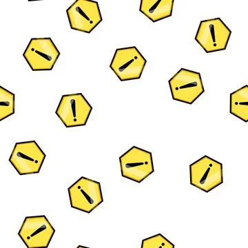 Pattern exclamation yellow warning sign cartoon vector 스톡 일러스트