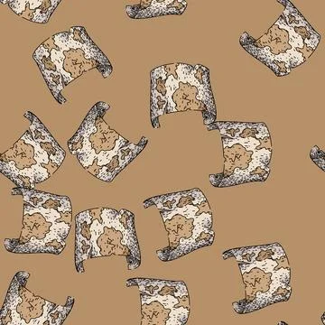 Pattern exploration old map sketch hand drawn Illustrazione stock