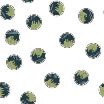 Pattern exploration retro forest badge cartoon vector Illustrazione stock