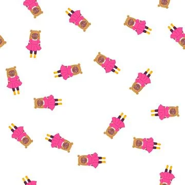 Pattern explore doll toy cartoon vector Stock Illustration