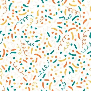 Pattern explosion of confetti and crackers on a white background. Bright Stock Illustration