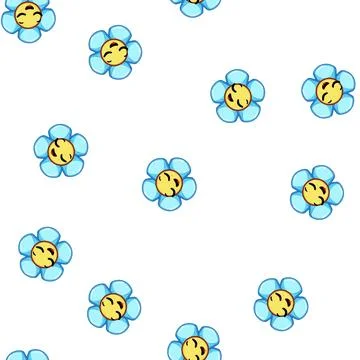 Pattern expression flower face cartoon vector Stock Illustration