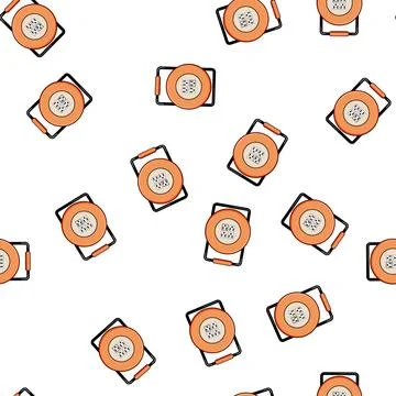 Pattern Extension cord reel supplying multiple power oulets Illustrazione stock