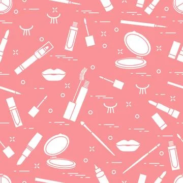 Pattern eyelashes lips decorative cosmetics makeup Stock Illustration