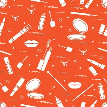 Pattern eyelashes lips decorative cosmetics makeup Stock Illustration