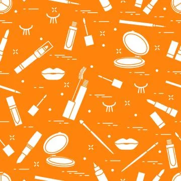 Pattern eyelashes lips decorative cosmetics makeup Illustrazione stock