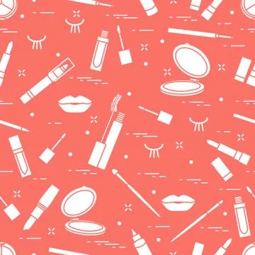 Pattern eyelashes lips decorative cosmetics makeup Illustrazione stock