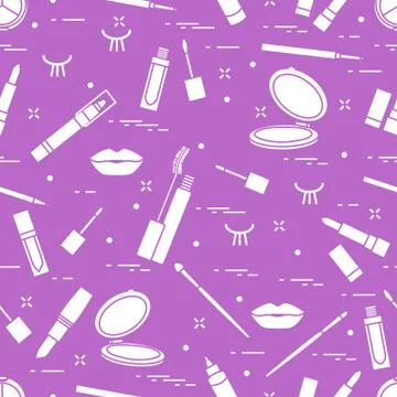 Pattern eyelashes lips decorative cosmetics makeup Stock Illustration