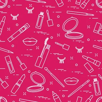 Pattern eyelashes lips decorative cosmetics makeup Illustrazione stock