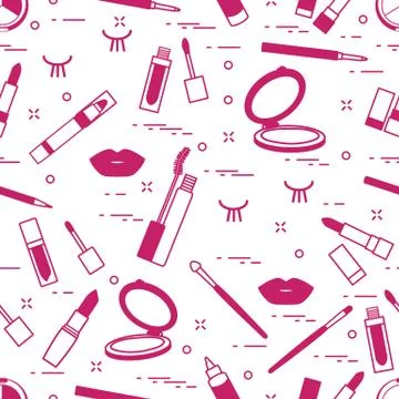 Pattern eyelashes lips decorative cosmetics makeup Illustrazione stock
