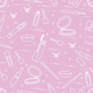 Pattern eyelashes lips decorative cosmetics makeup Illustrazione stock