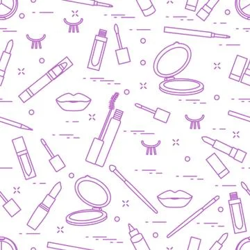 Pattern eyelashes lips decorative cosmetics makeup Stock Illustration