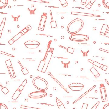 Pattern eyelashes lips decorative cosmetics makeup Stock Illustration