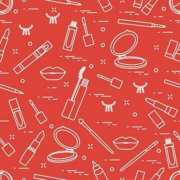 Pattern eyelashes lips decorative cosmetics makeup Illustrazione stock