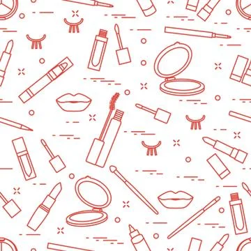 Pattern eyelashes lips decorative cosmetics makeup Stock Illustration