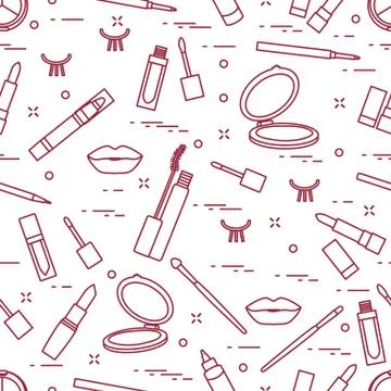 Pattern eyelashes lips decorative cosmetics makeup Illustrazione stock
