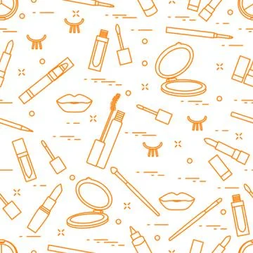 Pattern eyelashes lips decorative cosmetics makeup Stock Illustration