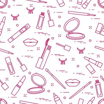 Pattern eyelashes lips decorative cosmetics makeup Illustrazione stock