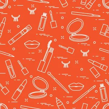 Pattern eyelashes lips decorative cosmetics makeup Illustrazione stock