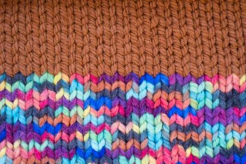 Pattern fabric made of wool. Handmade knitted fabric Stock Photos