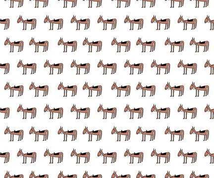 Pattern fabric pattern cartoon animal horse Stock Illustration