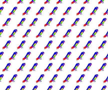 Pattern fabric pattern cartoon animal parrot Stock Illustration