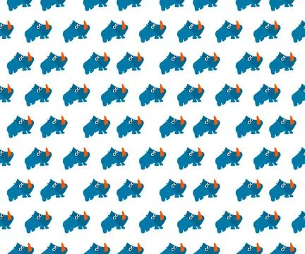 Pattern fabric pattern cartoon animal rhino Stock Illustration