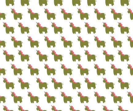 Pattern fabric pattern cartoon animal horse unicorn Stock Illustration