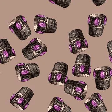 Pattern fabric sewing thimble sketch hand drawn Stock Illustration