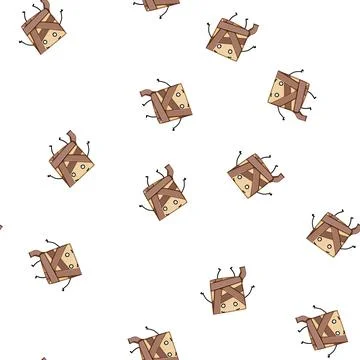 Pattern face cardboard box character cartoon vector Illustrazione stock