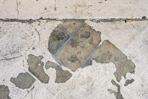 Pattern of a face on the curb, also called pareidolia Stock Photos
