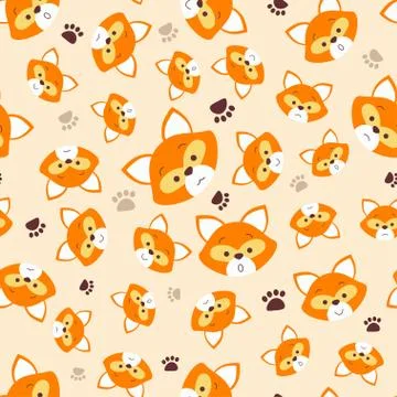 Pattern with face fox イラスト素材