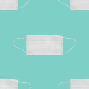 Pattern of Face mask on blue backround. concept of health care problems. Surg Stock Photos