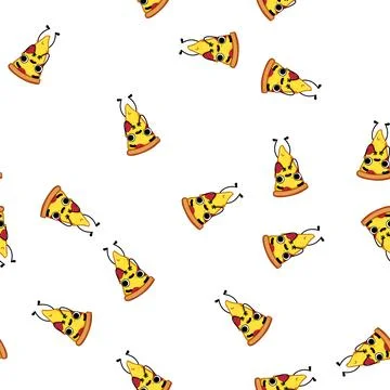 Pattern face pizza slice character cartoon vector Stock Illustration